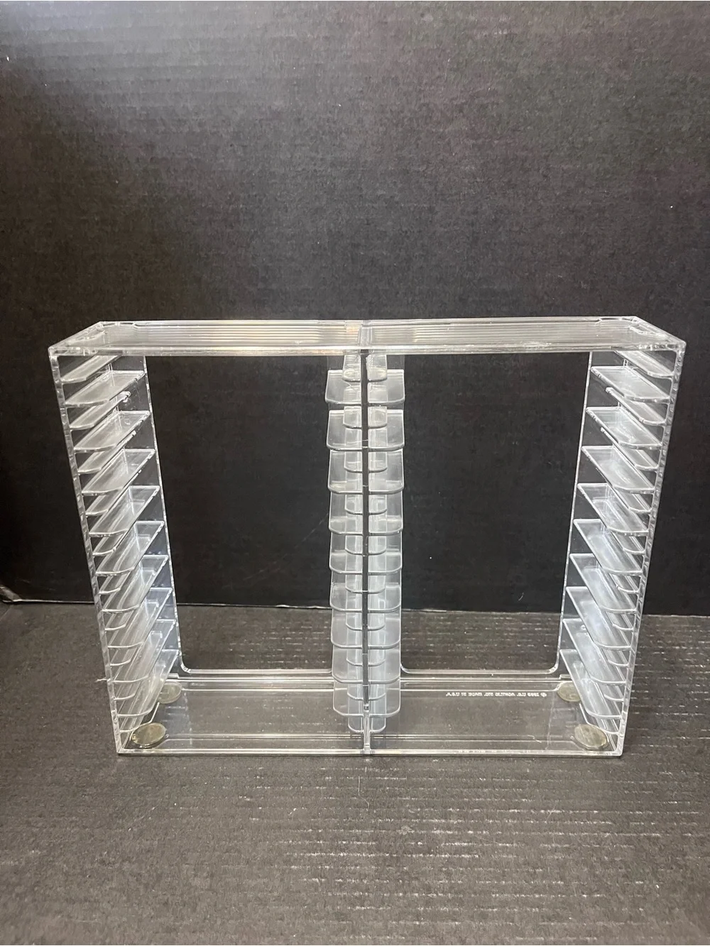 Acrylic 2 Row Cassette Tape Holder  retro mcm art deco 20 tape capacity